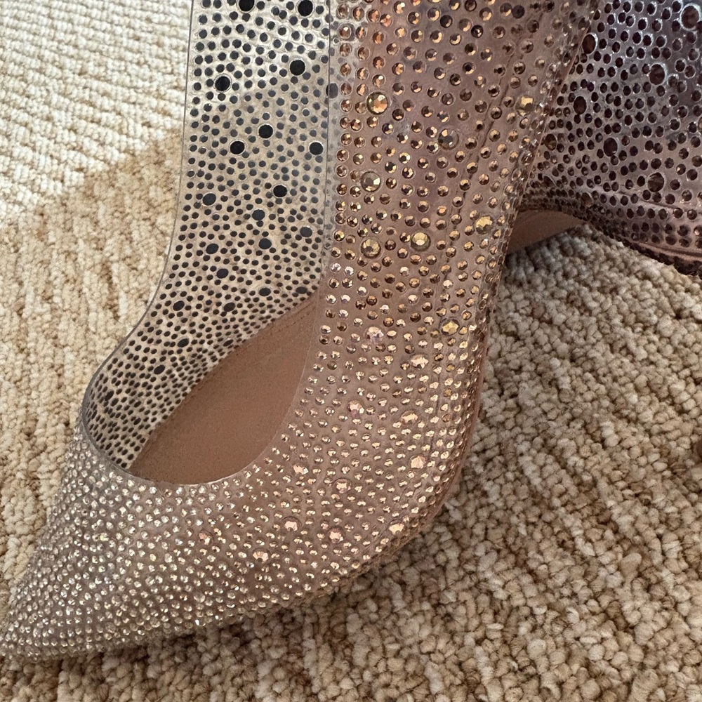 NEW Formal prom  Rhinestone vinyl Women's Shoes 9  nude blush